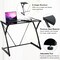 Glass Top Computer Desk Laptop Writing Study Workstation Z-Shaped Metal Frame